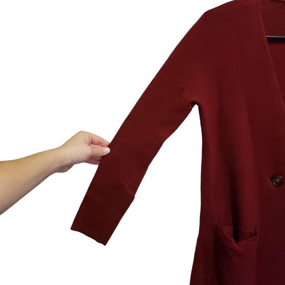 J.Crew Mercantile Cranberry Knit Blazer Cardigan Academia Oversized  X Small - Picture 5 of 9